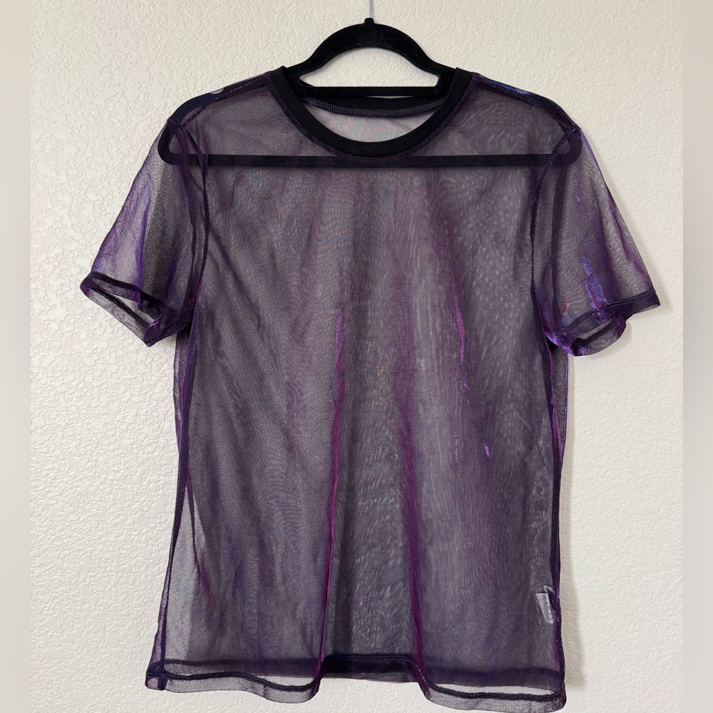 Iridescent/ Holographic Festival Sheer Top
